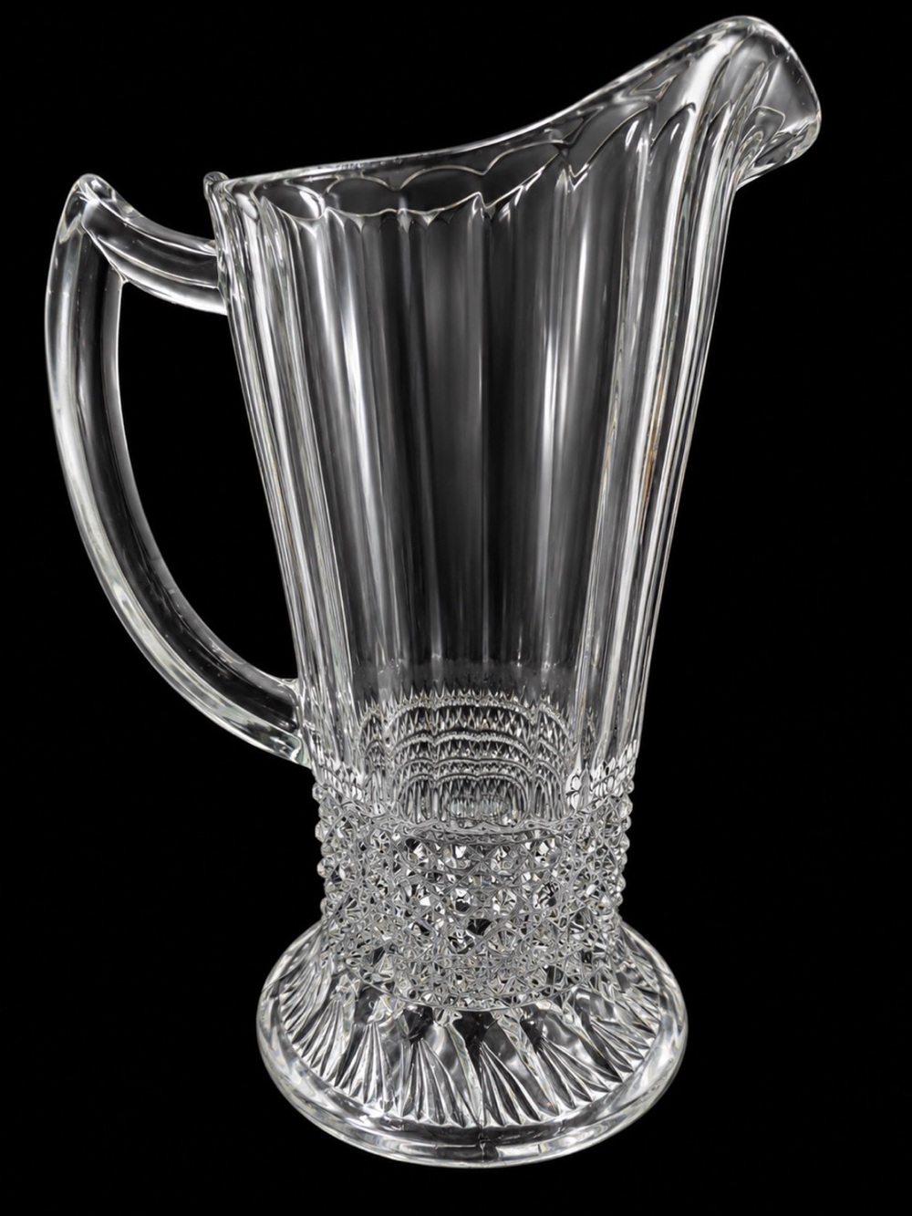 Imperial Glass Flute and Cane Pitcher